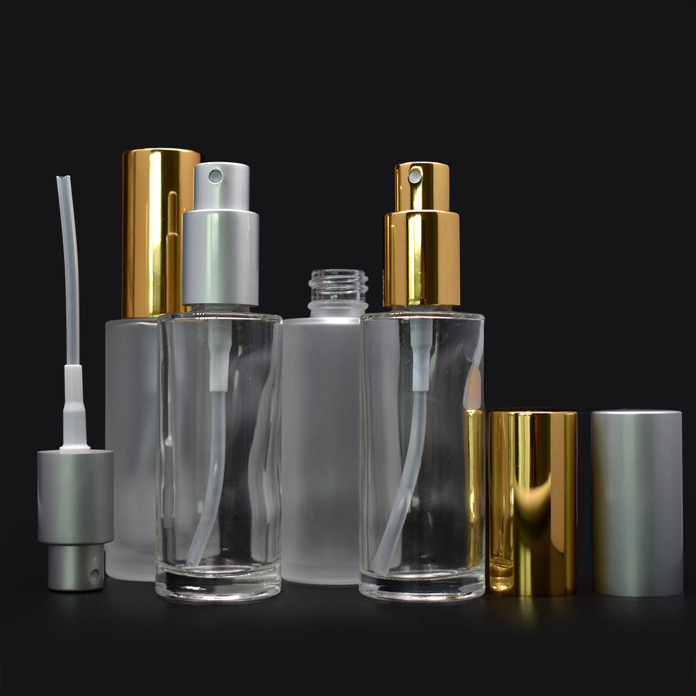 30Ml 3Oz 100Ml Round  Flat Shoulder Frosted Clear Perfume Glass Spray Bottle