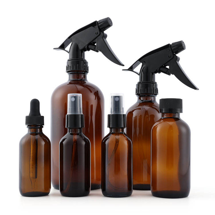 250ml 500ml Hand Pressure boston Round clear Amber Lotion Pump Trigger Spray Bottle for Liquid
