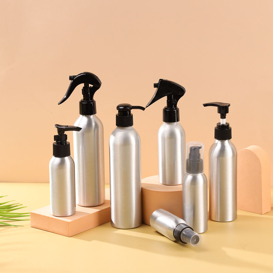 Aluminum Spray Bottle with Trigger Sprayer Lotion Pump 60ml 120ml 250ml 270ml 350ml 500ml for Hand Wash Shampoo Bottle
