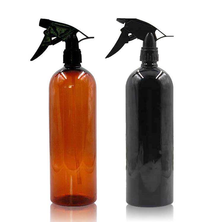 Cosmetic 32oz Black Amber Pet Trigger Body Hair Spray Bottle Trigger Spray Plastic Bottle 1 Liter Plastic Bottle