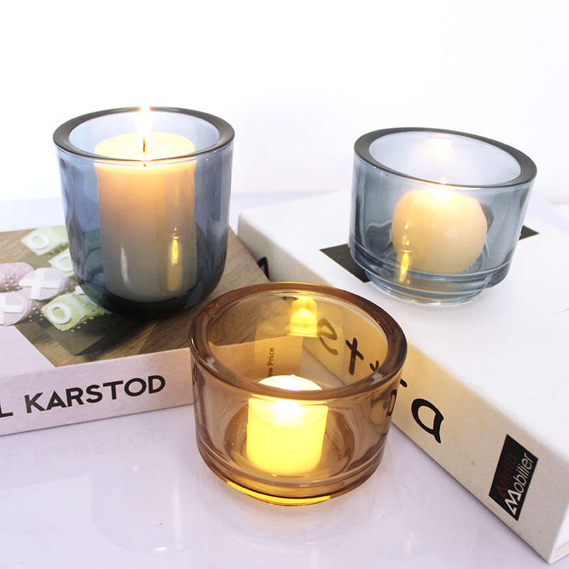 Thick walled glass candle cup glass candle jar
