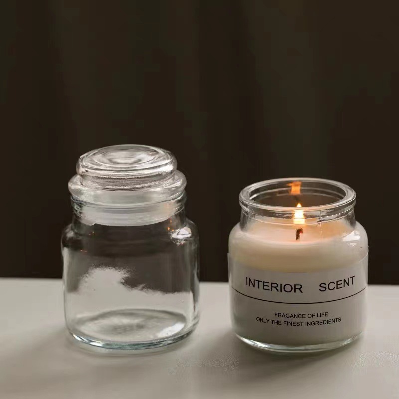 Empty packaging mushroom covered candle cup aromatherapy candle jar glass sealed jar with lid 