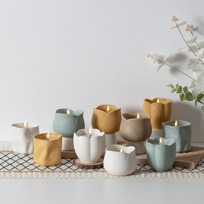 Matte candle container empty cup ceramic aromatherapy candle jar