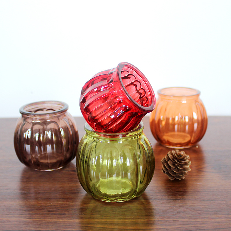 Colored pumpkin candle cups aromatherapy wax glass bottles