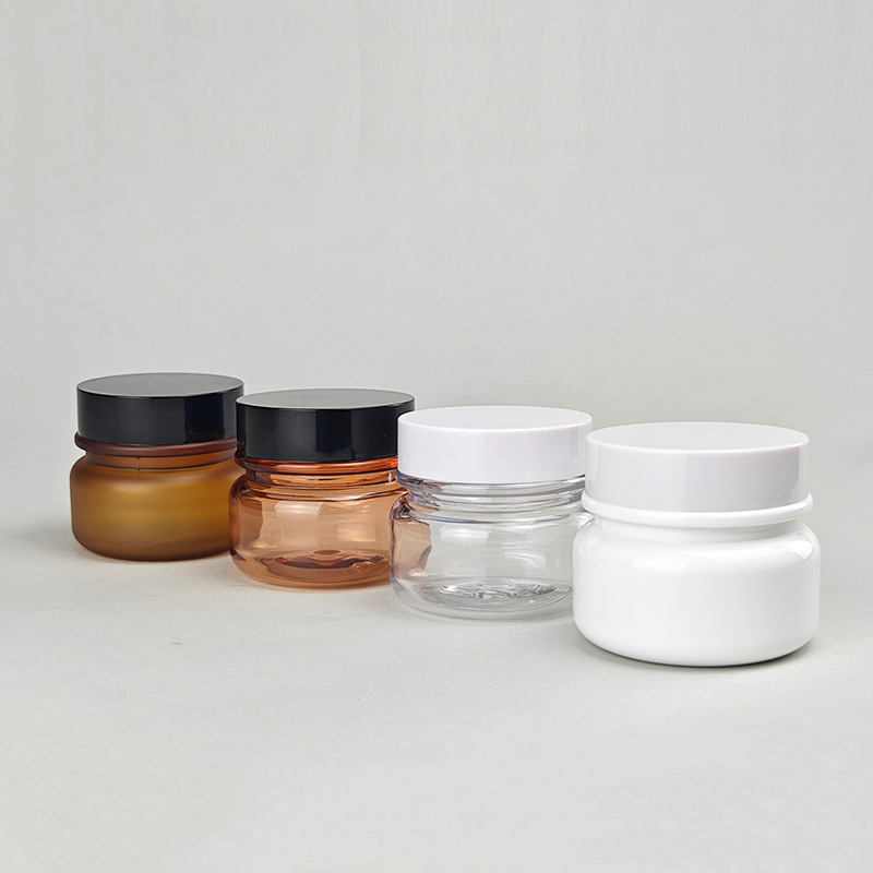 Customized amber color 50g pet plastic wide mouth bottle cream bottle tea colored facial mask cosmetics subpackage 47 teeth source factory
