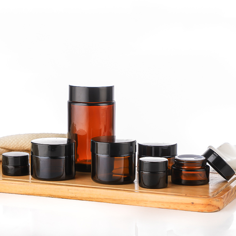 Manufacturer wholesale amber 15g 20G 30g 50g glass packaging cream jar with dame cap