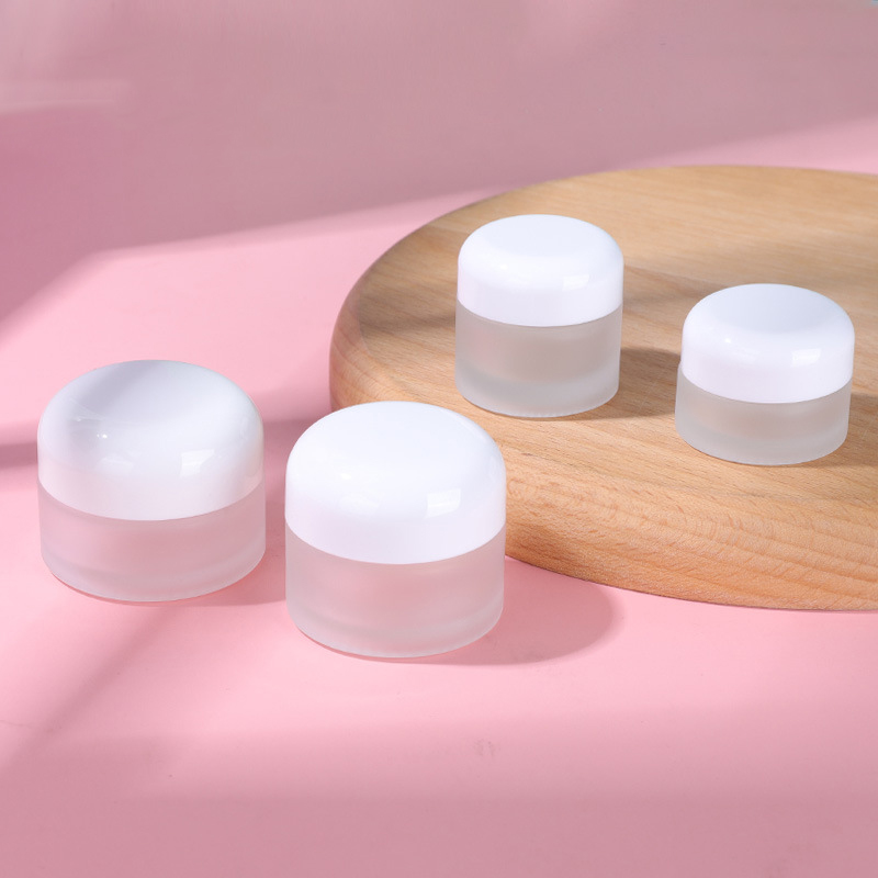 5g~100g transparent frosted? face cream bottle skin care cream jar with white dame cap