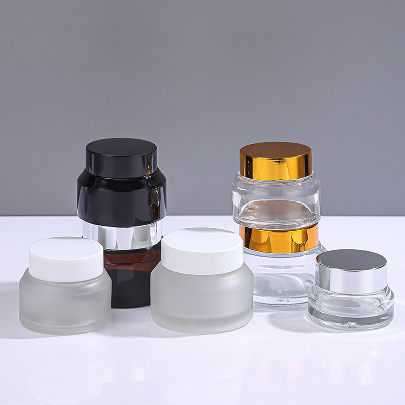 Beauty packaging diagonal shoulder cream bottles Thickened glass face cream jar cosmetic jar