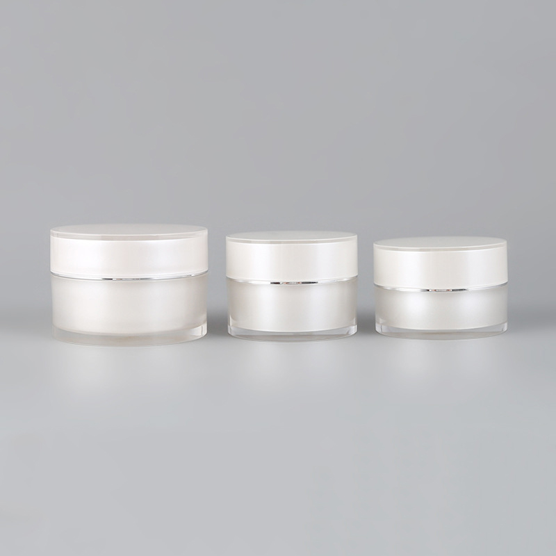 Cosmetic pearl white straight round acrylic cream bottle facial mask face cream jar