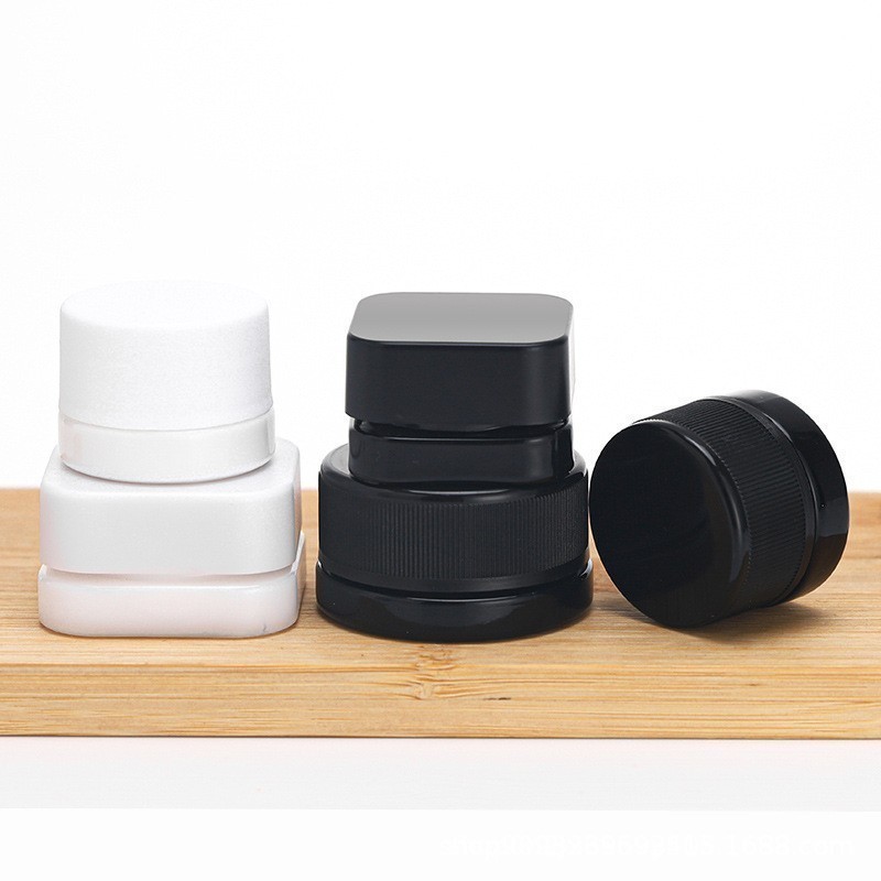 5g 7g 9g white porcelain color glass square eye cream jar violet with press screw cap 