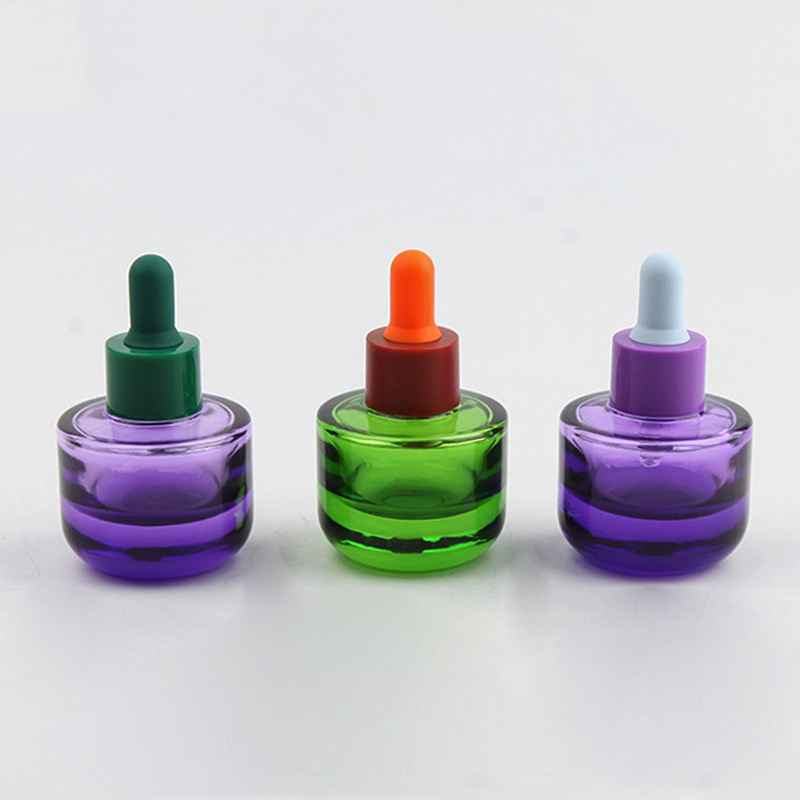 New type thick bottom 18ml cosmetic pacakging transparent glass bottle round bottom dropper essential oil bottle