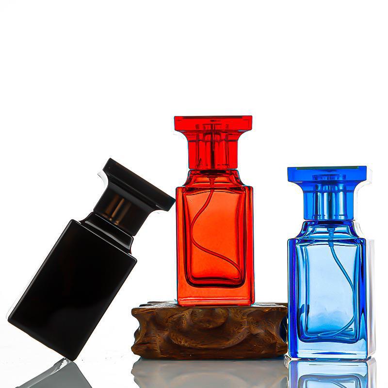 Perfume bottle 30ml 50ml square colored glass bottle empty spray bottle 