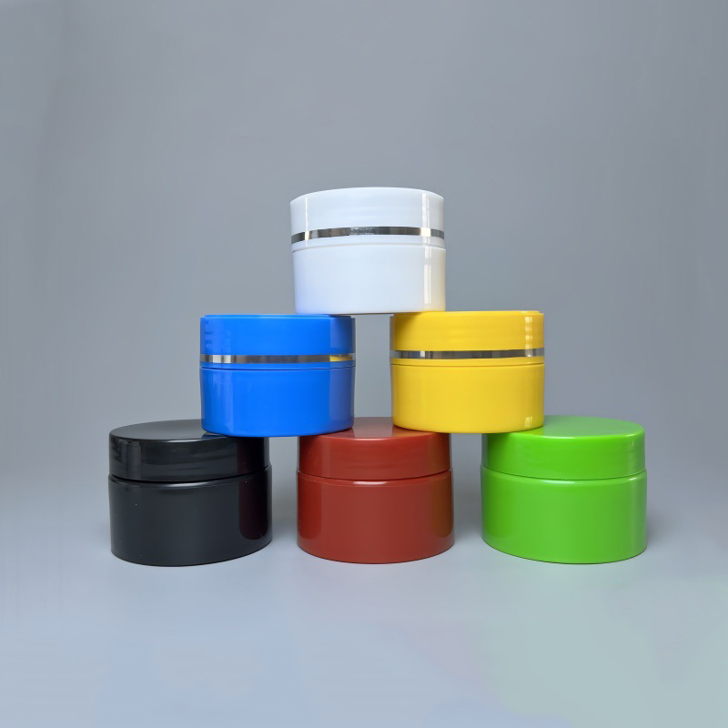 Customized 20g 30g face cream jar cosmetic packaging jar with silver ring 