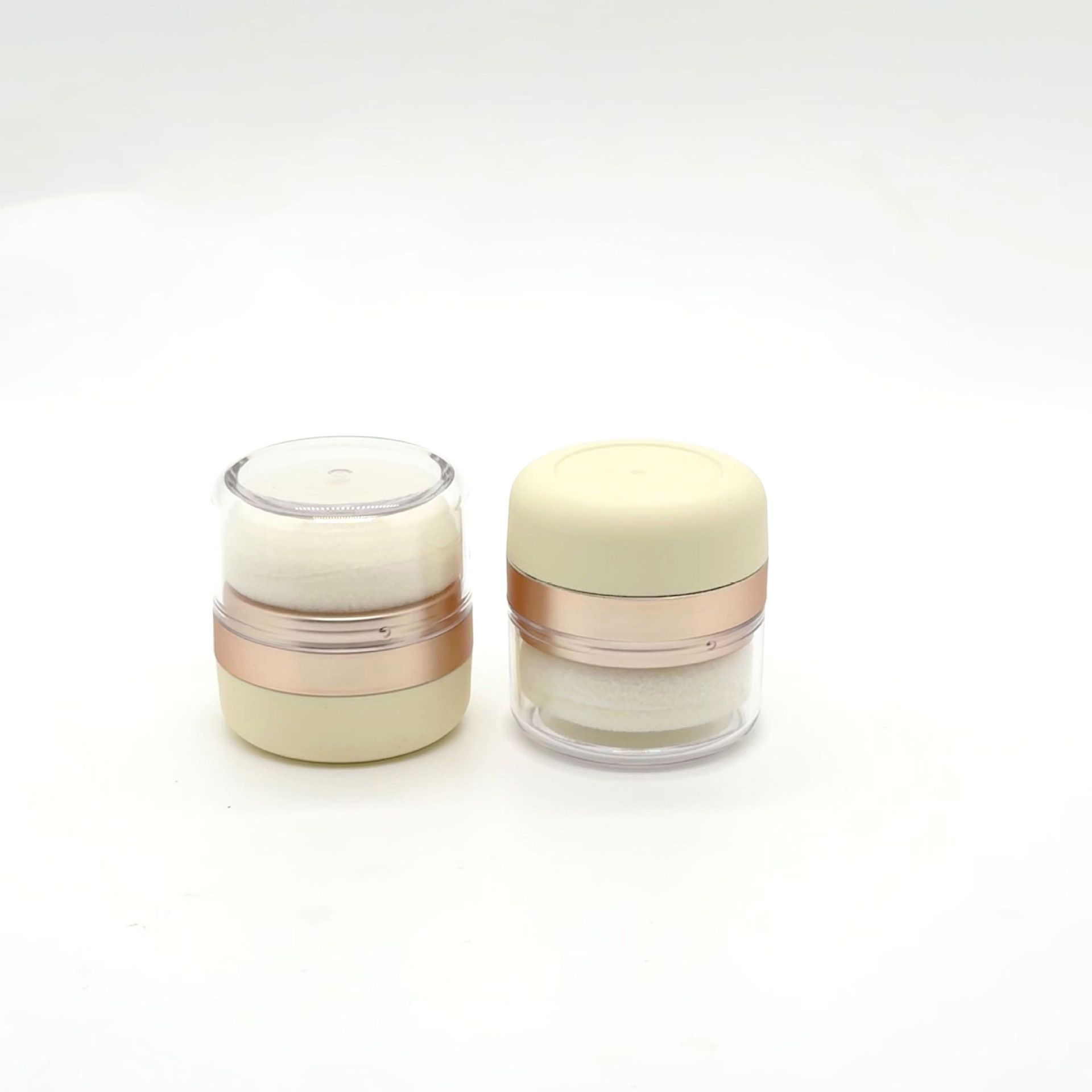 Customized round loose powder fluffy powder hairline powder box sponge head fluffy powder jar