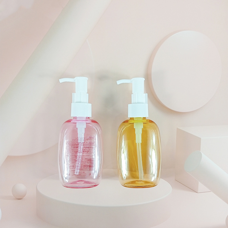 120ml pressed makeup remover oil flat bottle PET plastic bottle shampoo and shower gel bottle body lotion dispensing bottle essential oil bottle