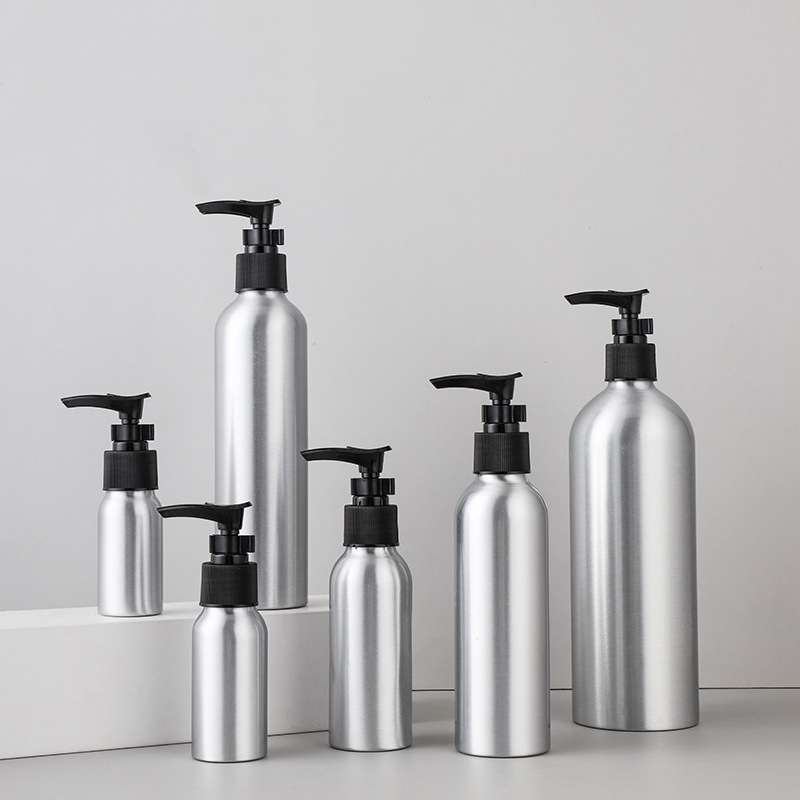 In stock aluminum bottle 30ml 50ml 100ml 250ml 500ml lotion pump cosmetics bottle lotion bottle