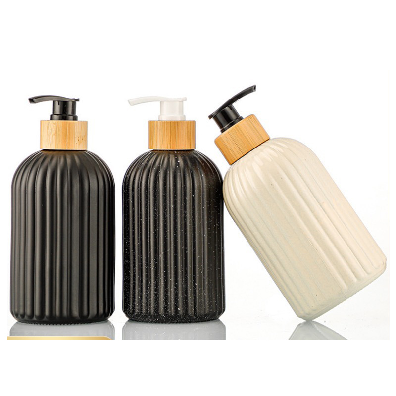 Vertical stripe black hand sanitizer bottle sanitary bath soap dispenser lotion bottle white glass separate bottle