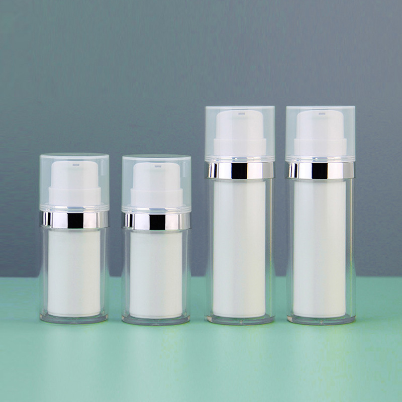 15ml 30ml silver plated replaceable vacuum bottle lotion separate bottle portable spray bottle PP lotion vacuum bottle